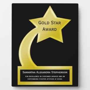 Gold Star Custom Personalised Award Plaque