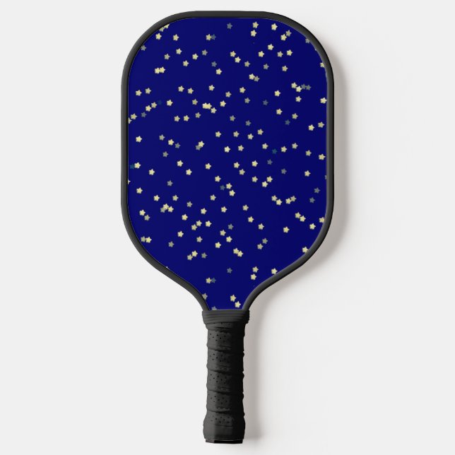 Gold Star Design On Blue Pickleball Paddle (Back)