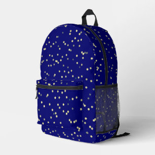 Gold Star Design On Blue Printed Backpack