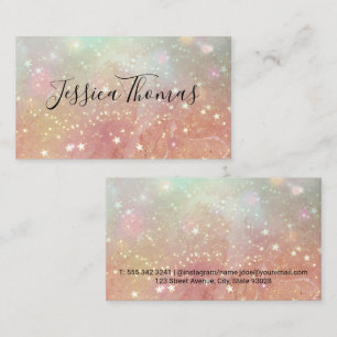 Gold Star Dust   Pink Marble Business Card
