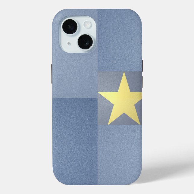 Gold Star Excellence Elegant Textured Blue Squares Case-Mate iPhone Case (Back)