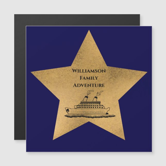Gold Star Family Cruise Ship Door Blue Magnet (Front/Back)