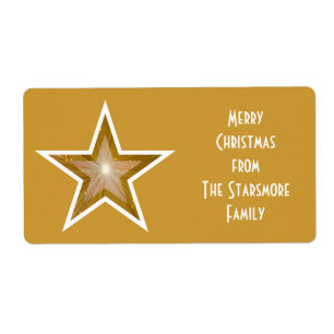 Gold Star 'Family' gift tag label large gold