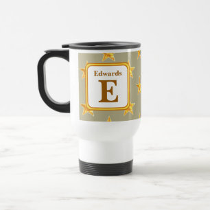 Gold Star Family Initial E Monogram Travel Mug