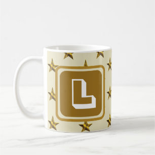 Gold Star Family Last Name Monogram Initial  Coffee Mug