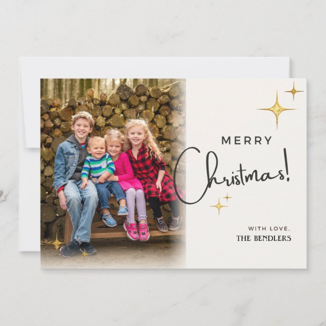 Gold Star Family Photo Christmas Card (Front)