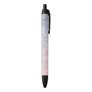 Gold Star Foil Sparkle Rose Quartz Serenity Blue Black Ink Pen