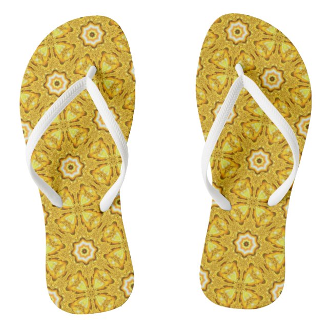 Gold Star Fractal Flip Flops (Footbed)