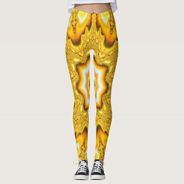Gold Star Fractal Leggings (Front)