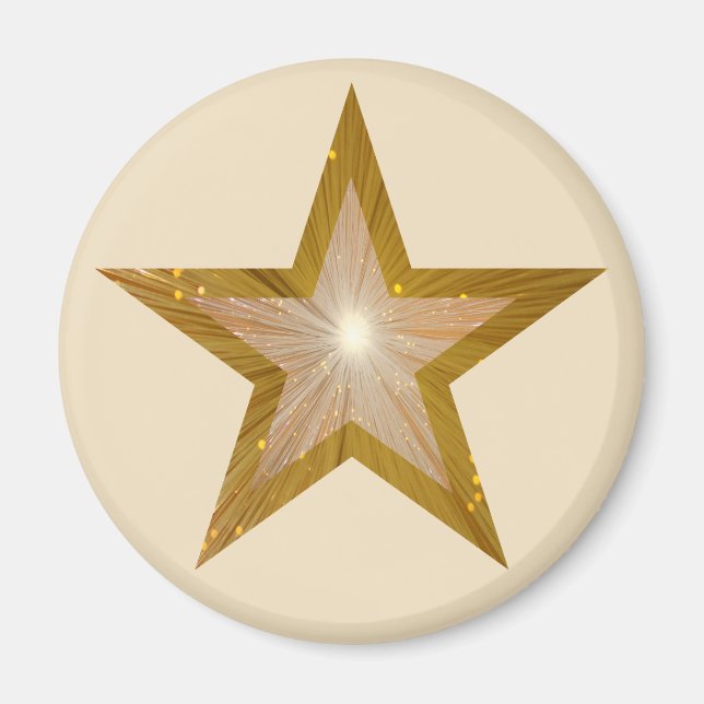Gold Star fridge magnet round cream (Front)