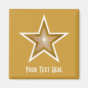 "Gold" Star fridge 'Your Text' magnet square gold