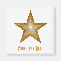 Gold Star fridge 'Your Text' magnet square white
