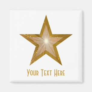 Gold Star fridge 'Your Text' magnet square white