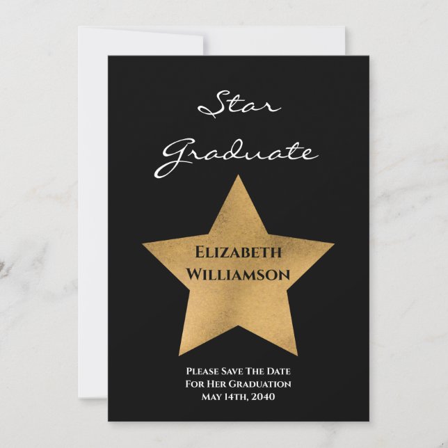 Gold Star Graduation Save The Date (Front)