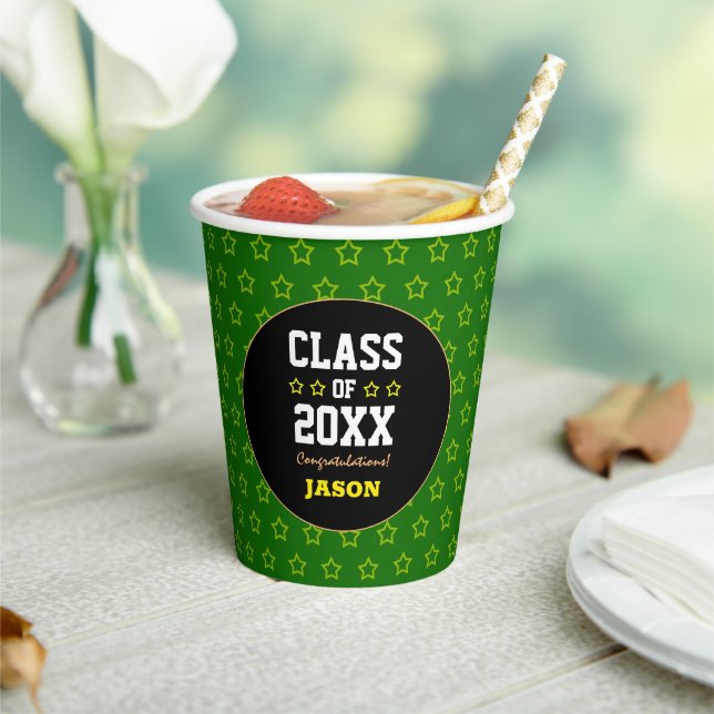Gold Star /Green Graduating Class Year Paper Cups (Insitu)