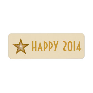 Gold Star 'Happy 2014' label small cream