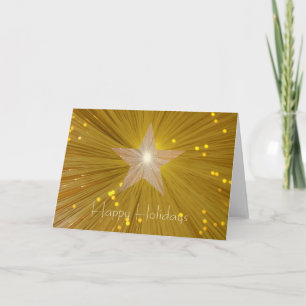 Gold Star 'Happy Holidays' text greetings card