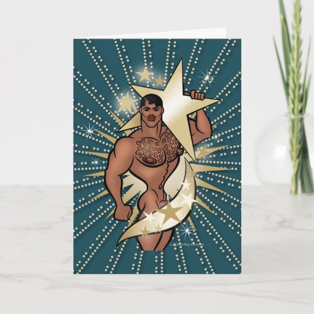Gold Star Hunk Greeting Card  (Front)