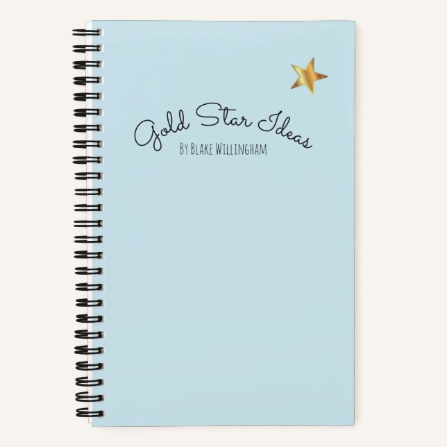 Gold Star Ideas Personalized Sketchbook Notebook (Front)