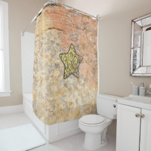Gold Star in the Rocks Shower Curtain