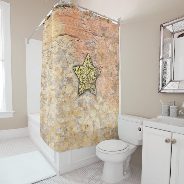 Gold Star in the Rocks Shower Curtain (In Situ)