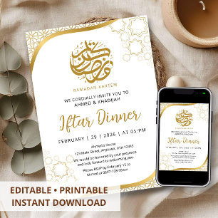 Gold Star Islamic Wave Iftar Dinner Invitation