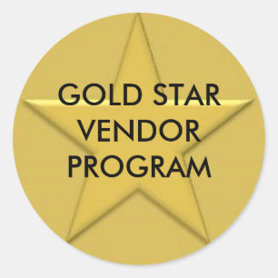 Gold Star Logo, GOLD STAR VENDOR PROGRAM Classic Round Sticker
