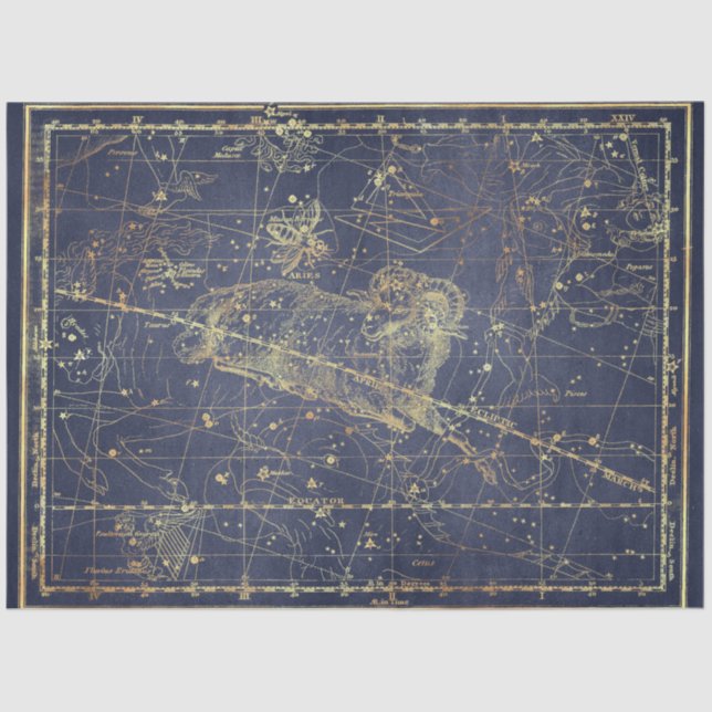 Gold Star Map Series Design 14 Tissue Paper (Front)