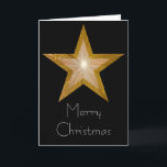 Gold Star 'Merry Christmas' card black vertical<br><div class="desc">Modern design with a shining, sparkling gold and white star on a black background. Greetings card with a gold, black and white customisable design for you to personalise with your own text, images and ideas. The text can easily be changed using the template provided or click the 'Customise It' button...</div>
