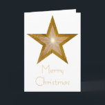 Gold Star 'Merry Christmas' card white vertical<br><div class="desc">Modern design with a shining, sparkling gold and white star on a white background. Greetings card with a gold and white customisable design for you to personalise with your own text, images and ideas. The text can easily be changed using the template provided or click the 'Customise It' button to...</div>