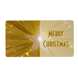 Gold Star 'Merry Christmas' gift tag label large