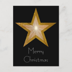 Gold Star 'Merry Christmas' postcard black