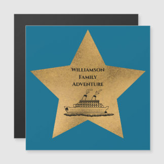 Gold Star Monogram Cruise Ship Door Finder Blue