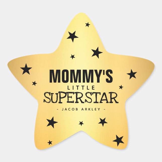 Gold Star Mummy's Little Superstar | Name Star Sticker (Front)