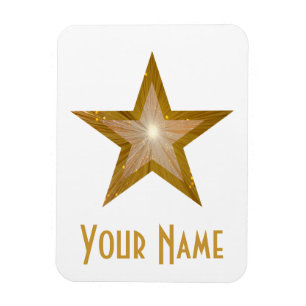 "Gold" Star 'Name' flexible magnet white