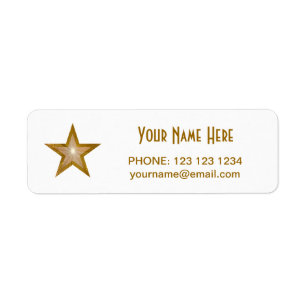 Gold Star 'Name' text label small white