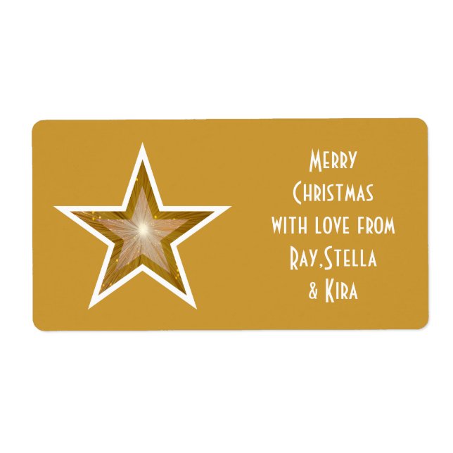 Gold Star 'Names' gift tag label large gold (Front)