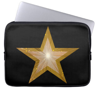 "Gold" Star neoprene laptop sleeve 13" black