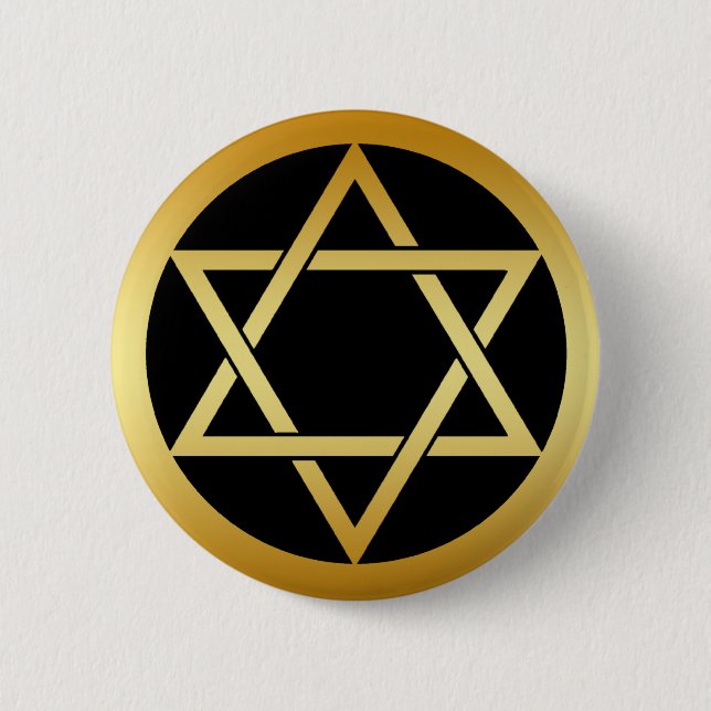 GOLD STAR OF DAVID 6 CM ROUND BADGE (Front)