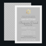 GOLD STAR OF DAVID bar mitzvah - Benjamin Daniel Invitation<br><div class="desc">*** NOTE - THE SHINY GOLD FOIL EFFECT CROSS IS A PRINTED PICTURE *** An elegant and sophisticated design with swirl details for your child's BAR / BAT MITZVAH INVITATIONS. Wow your friends and family with this little number ;D Setup as a template it is simple for you to add...</div>
