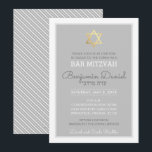 GOLD STAR OF DAVID bar mitzvah - Benjamin Daniel Invitation<br><div class="desc">*** NOTE - THE SHINY GOLD FOIL EFFECT CROSS IS A PRINTED PICTURE *** An elegant and sophisticated design with swirl details for your child's BAR / BAT MITZVAH INVITATIONS. Wow your friends and family with this little number ;D Setup as a template it is simple for you to add...</div>