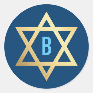 GOLD STAR OF DAVID cool bold initial orange Classic Round Sticker