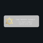 GOLD STAR OF DAVID modern plain simple grey white<br><div class="desc">by kat massard >>> www.simplysweetpaperie.com <<< *** NOTE - THE SHINY GOLD FOIL EFFECT IS A PRINTED PICTURE Setup as a template it is easy to customise with your own text - make it yours! - - - - - - - - - - - - - - - -...</div>