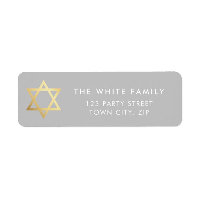 GOLD STAR OF DAVID modern plain simple grey white (Front)
