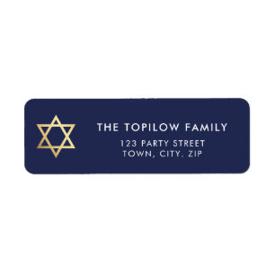 GOLD STAR OF DAVID modern plain simple navy blue