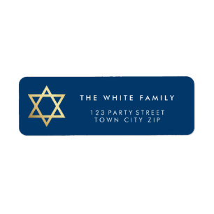 GOLD STAR OF DAVID modern plain simple navy blue