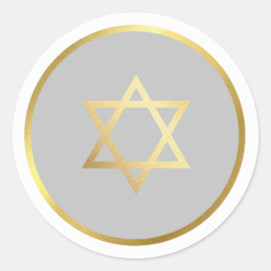 GOLD STAR OF DAVID spot circle grey Classic Round Sticker