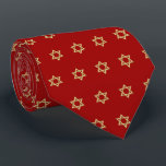 Gold Star Of David Universe Red Tie<br><div class="desc">Judaica Collection</div>