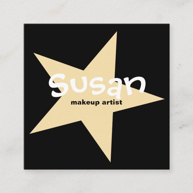 Gold Star on Black Square Business Card (Front)