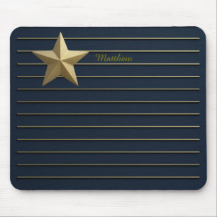 Gold Star on Navy Blue Mousepad
